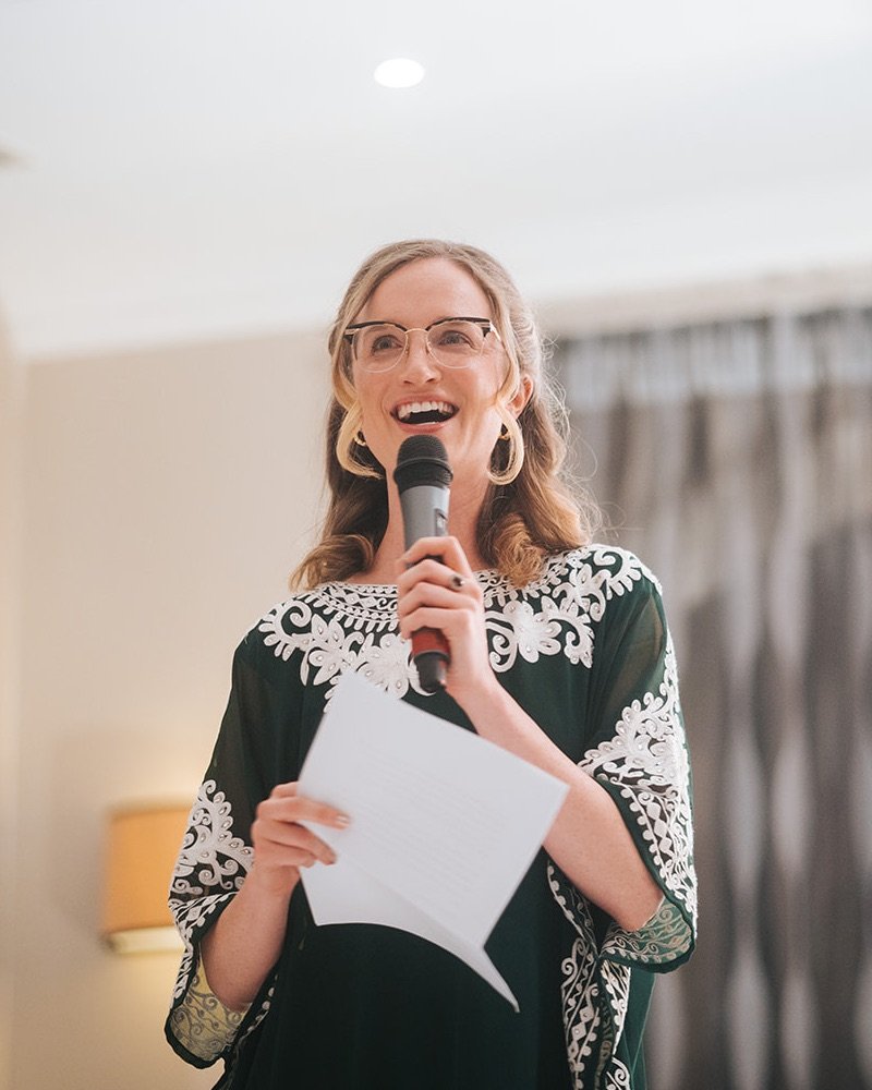 Emma Latham-Jones speaking at an event